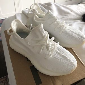 Triple white Yeezys